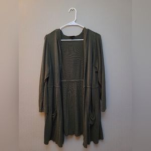 Torrid Olive Green Hooded Tie Front Cardigan Duster Size 3, 3X, 22/24
